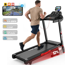 Treadmill with 0-12% Auto Incline, Treadmills for Home, 3.5HP Folding Treadmills for Running Walking with 300 LBS Weight Capacity, Bluetooth & Heart Rate Sensors, Hydraulic Folding