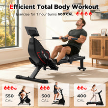 Rowing Machines for Home, 32-Level Resistance Adjustment Rower, Powerful Electromagnetic Row Machine with LED Monitor & Comfortable Seat, Bluetooth, App Supported, Tablet Holder, Easy Storage