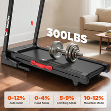 Auto Incline Treadmill 300 lb Capacity, Folding Treadmill for Home, Portable Running Walking Machine with LCD Display, Audio Speaker, App, Preset Programs