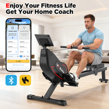 Rowing Machines for Home, 32-Level Resistance Adjustment Rower, Powerful Electromagnetic Row Machine with LED Monitor & Comfortable Seat, Bluetooth, App Supported, Tablet Holder, Easy Storage