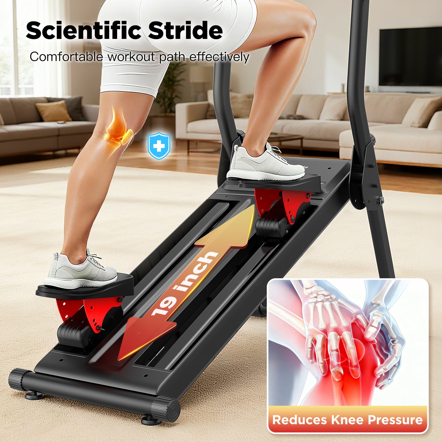 Stepper for Exercise at Home, Stair Step Workout Machine with 8 Levels Resistance, 19"Extended Step Height, 4.5"LED Display, Device Holder, Quiet Magnetic System, Folds Flat In 3 Steps, Longer Pedal