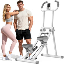 Stair Stepper Folding Vertical Aerobics Appliances Exercise Climber for at-Home Workouts Total Body Exerciser with Handle 300LBS Load with Pedal/Stand/Led Display, Step Angle Adjustable