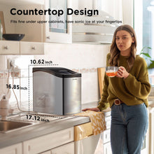 SYCEES Portable Nugget Ice Maker for Countertop, 33lbs/24h, 5lbs Ice Storage, Pellet Ice Ready in 10 Mins, Self-Cleaning, Touch Control, Stainless Steel Sonic Ice Machine for Home, Bar, Office