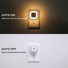 SYCEES Plug-in LED Night Light with Dusk to Dawn Sensor for Hallway, Stairs, Bathroom, Kitchen, Bedroom, Nursery, Kids Room, Warm White, 6-Pack