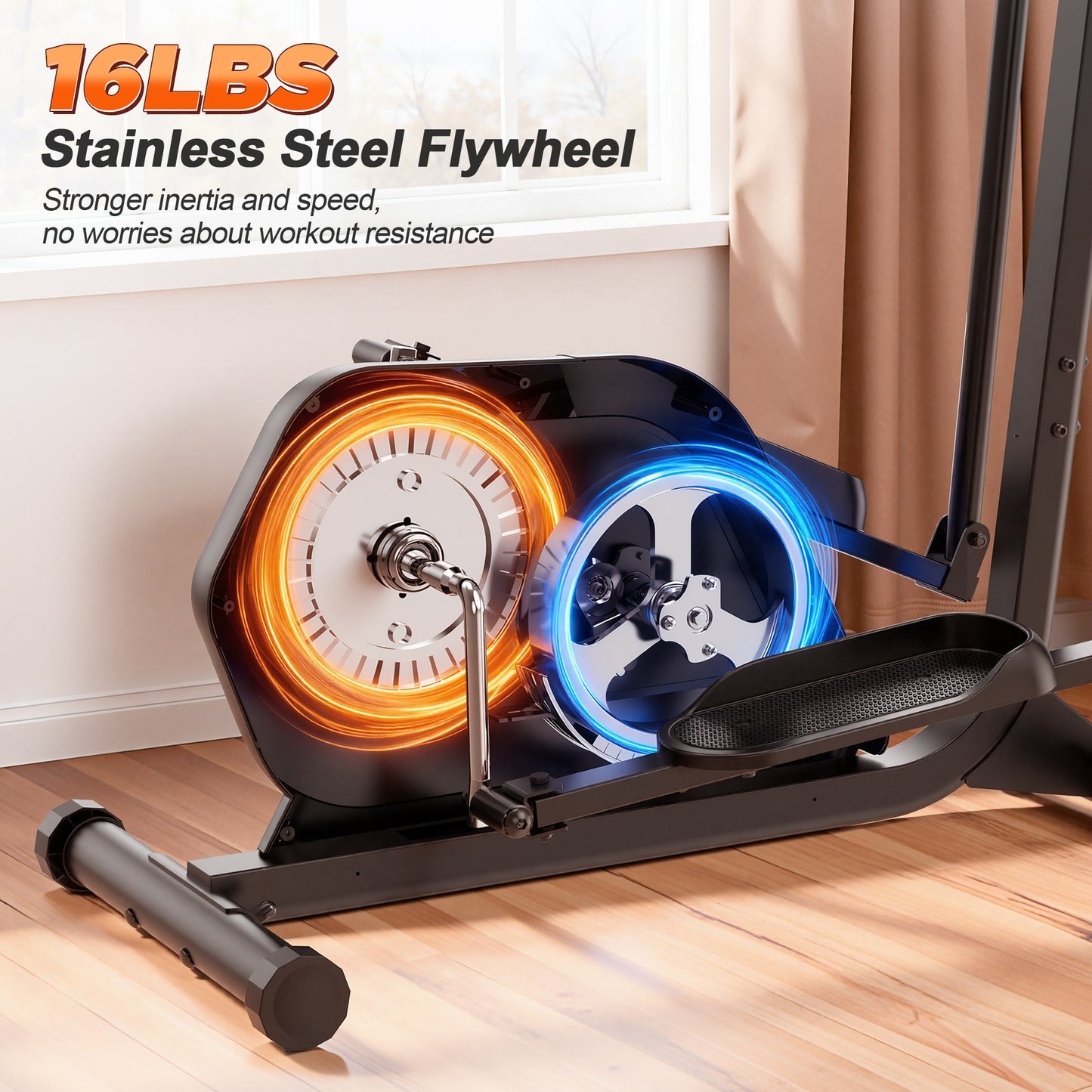 Elliptical Exercise Machine for Home with Hyper-Quiet Magnetic Driving System, Elliptical Trainer with 15.5IN Stride, 14 Resistance Levels, 300LBS Loading Capacity