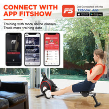 WINFITA Magnetic Rowing Machine 16 Levels of Quiet Resistance Bluetooth Black Rower for Home Workout, 85% Pre-assembled, App Supported, LCD Monitor, Tablet Holder & Comfortable Seat Cushion