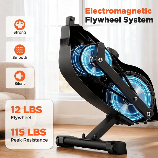 16 Levels Magnetic Rowing Machines for Home, 350LBS Capacity, 55-115LBS Quiet Resistance, Foldable Indoor Row Machine with LCD Monitor, Comfortable Seat, Bluetooth App Supported, Tablet Holder