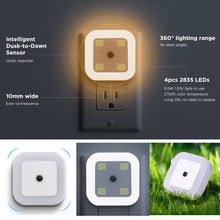 4 Pack Upgraded Plug-in LED Night Light with Adjustable Brightness, Dimmable LED Nightlight with Dusk to Dawn Sensor for Bathroom, Bedroom, Kitchen, Stairs, Hallway