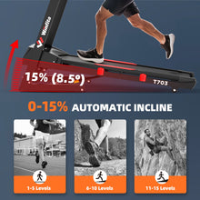 Winfita 4.0HP Folding Treadmill for Home w/ 15% Auto Incline, 300LB Capacity, 10MPH Speed, 18''x50''Belt, App & Bluetooth Speaker, LCD Display, 70Programs, Portable Treadmill Running Walking Machine
