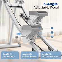 Stair Stepper Folding Vertical Aerobics Appliances Exercise Climber for at-Home Workouts Total Body Exerciser with Handle 300LBS Load with Pedal/Stand/Led Display, Step Angle Adjustable