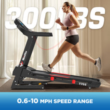 Winfita 4.0HP Folding Treadmill for Home w/ 15% Auto Incline, 300LB Capacity, 10MPH Speed, 18''x50''Belt, App & Bluetooth Speaker, LCD Display, 70Programs, Portable Treadmill Running Walking Machine