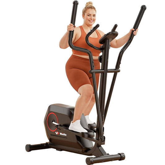 Upright Elliptical Machine 14 Levels Resistance Elliptical Trainers with Pulse Sensor Built-in, Indoor Full-Body Cross-Training & Cardio Exercise Machine for Home, Long Stride Length