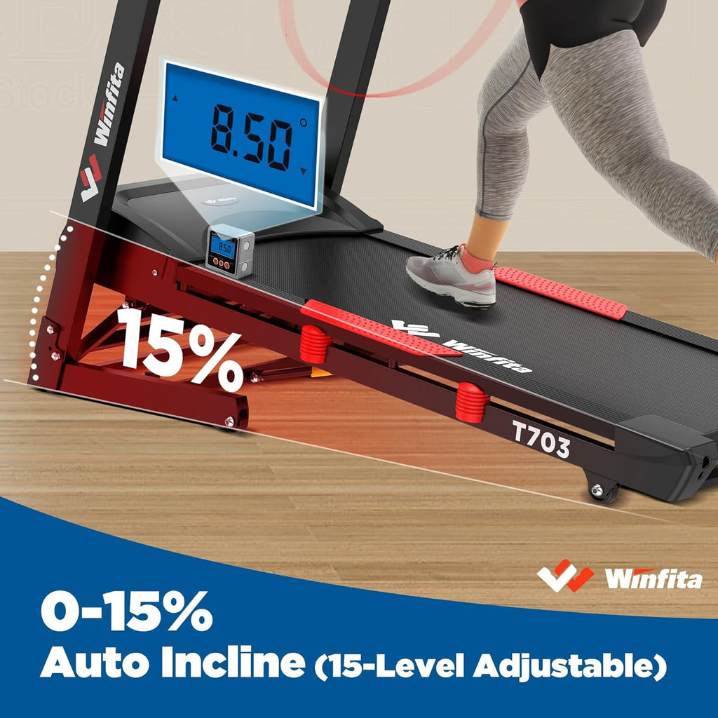 15% Auto Incline Treadmill for Home and Office, Portable Foldable