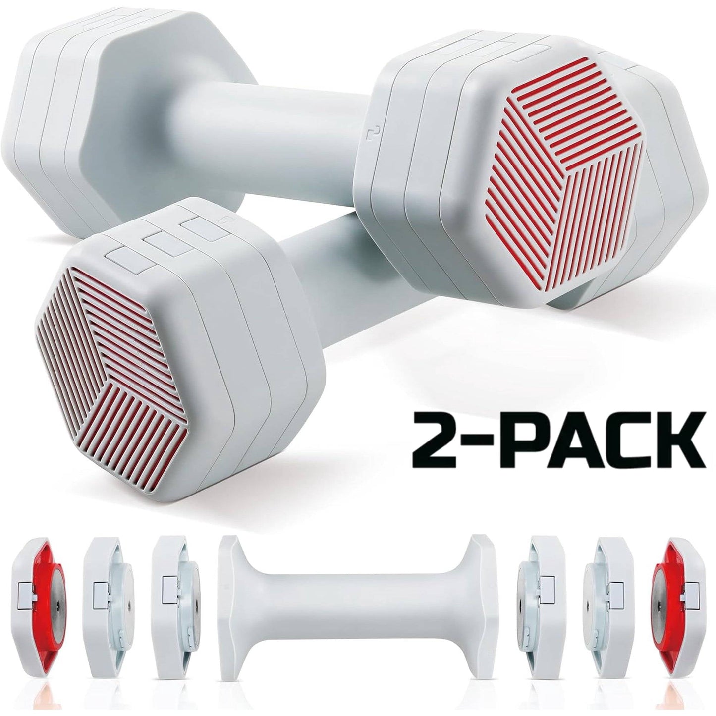 Winfita Adjustable Dumbbells Set Pair 4 6 8 10 Lbs Women Hand Weights 2-5 Lbs Each 4 in 1 Free Weights for Home Gym Exercise Training, Gray 2-Pack