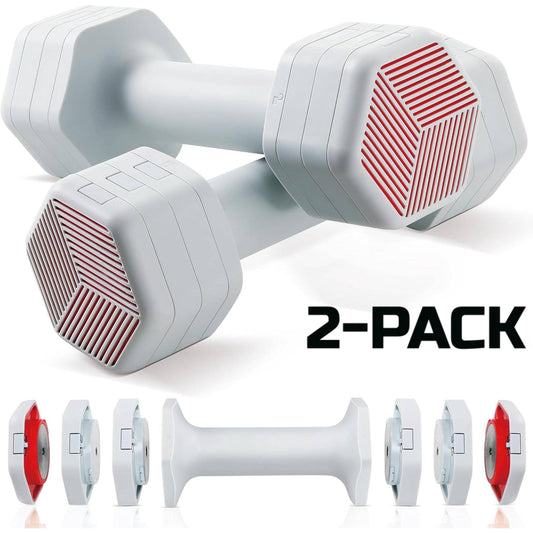 Winfita Adjustable Dumbbells Set Pair 4 6 8 10 Lbs Women Hand Weights 2-5 Lbs Each 4 in 1 Free Weights for Home Gym Exercise Training, Gray 2-Pack