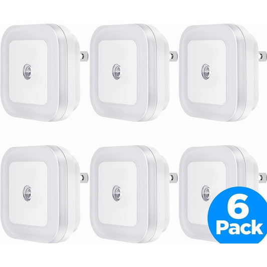 LED Night Light Lamp with Smart Sensor Dusk to Dawn Sensor, Daylight White, 0.5W Plug-in Wall Nightlight, 6-Pack