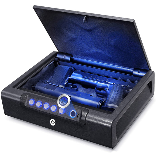 Sycees Biometric Gun Safe with Fingerprint, Keypad, & Key Access, 12.6" x 10.4" x 3.3"