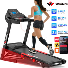 Winfita Treadmill with 15% Auto Incline, 300lbs Capacity, 4.0HP Foldable Treadmill for Home with Bluetooth, 10MPH Speed, APP, 64 Preset Programs & 3 Modes, Portable Self-Standing Electric Treadmill