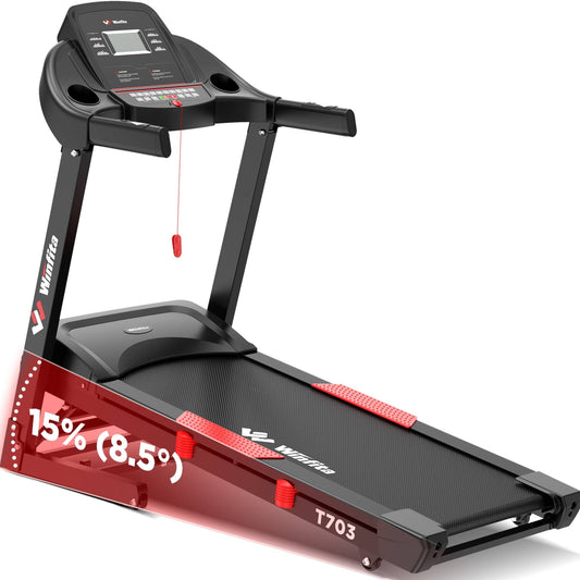 Treadmill with 15 Levels Auto Incline, 4HP 300 LBS Capacity Electric Foldable Treadmill Up to 10MPH Speed, Running Machine with 18"Wide Tread Belt & LCD Display for Home, Bluetooth,APP,64+5+1Programs