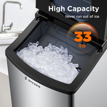 SYCEES Portable Nugget Ice Maker for Countertop, 33lbs/24h, 5lbs Ice Storage, Pellet Ice Ready in 10 Mins, Self-Cleaning, Touch Control, Stainless Steel Sonic Ice Machine for Home, Bar, Office