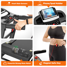 Electric Folding Treadmill for Home Jogging and Walking, 12 Programs, 3 Modes Incline Treadmill with Built-in MP3 Speaker, LED Display, Heart Pulse System, 2 Knee Straps as Gift