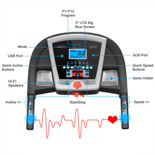 3.25HP Folding Electric Treadmill, Famistar 15-Level Auto Incline Treadmill Running Machine Fitness w/ 300LB Capacity, Smart Anti-Shock System, 12 Programs, Built-in MP3 Speaker, Free Knee Strap Gift