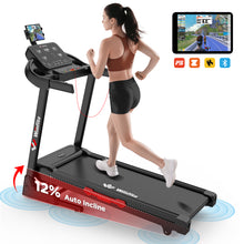 Auto Incline Treadmill 300 lb Capacity, Folding Treadmill for Home, Portable Running Walking Machine with LCD Display, Audio Speaker, App, Preset Programs