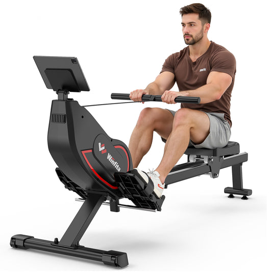 Rowing Machines for Home, Resistance Adjustment Rower, Powerful Electromagnetic Row Machine with LED Monitor & Comfortable Seat, Bluetooth, App Supported, Tablet Holder, Easy Storage