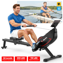 Rowing Machines for Home, 32-Level Resistance Adjustment Rower, Powerful Electromagnetic Row Machine with LED Monitor & Comfortable Seat, Bluetooth, App Supported, Tablet Holder, Easy Storage