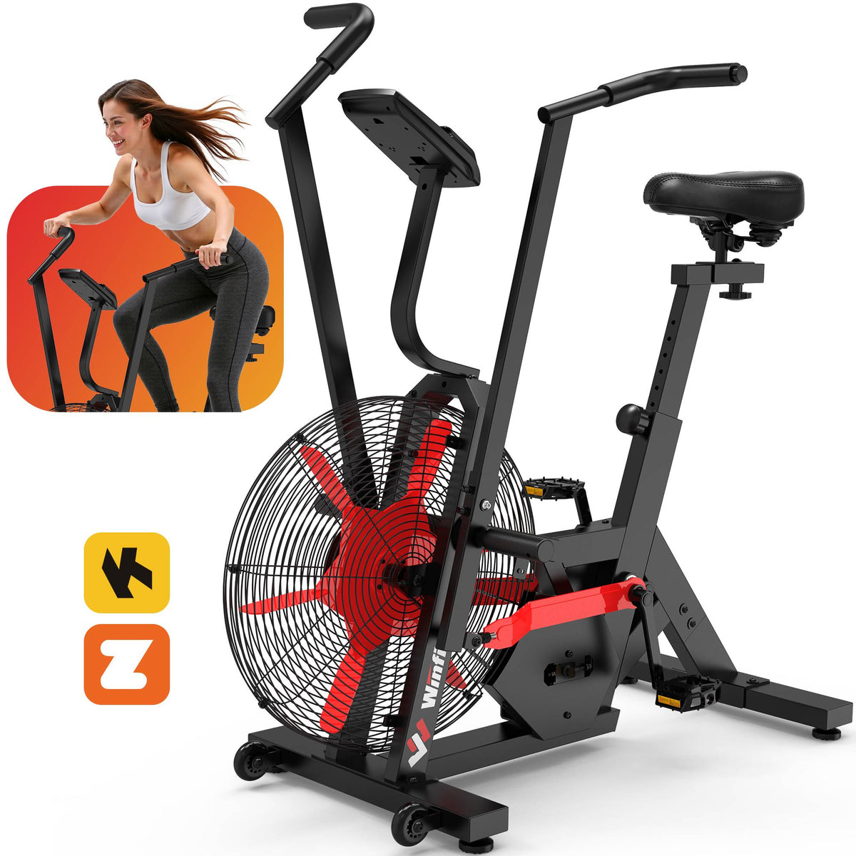 Fan Crossfit Machine Air-Resistance Fan Exercise Bike, Cycling Exercise Machine with Dual A ...