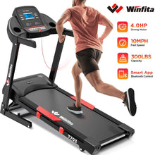 Winfita 4.0H Folding Treadmill for Home with 15% Auto Incline, Smart APP, 10 MPH Fast Speed, 300LB Capacity, 70 Programs, Bluetooth Speaker, Pause Function, Portable Treadmill Running Walking Machine