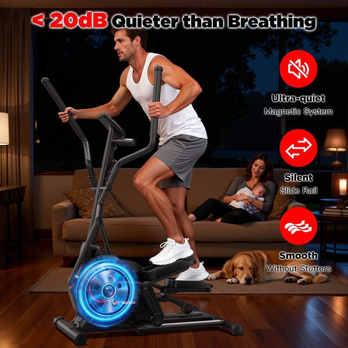 Electable Exercise Machine Elliptical Exercise Machine for Home, 2-in-1 Compact Training Machines ...