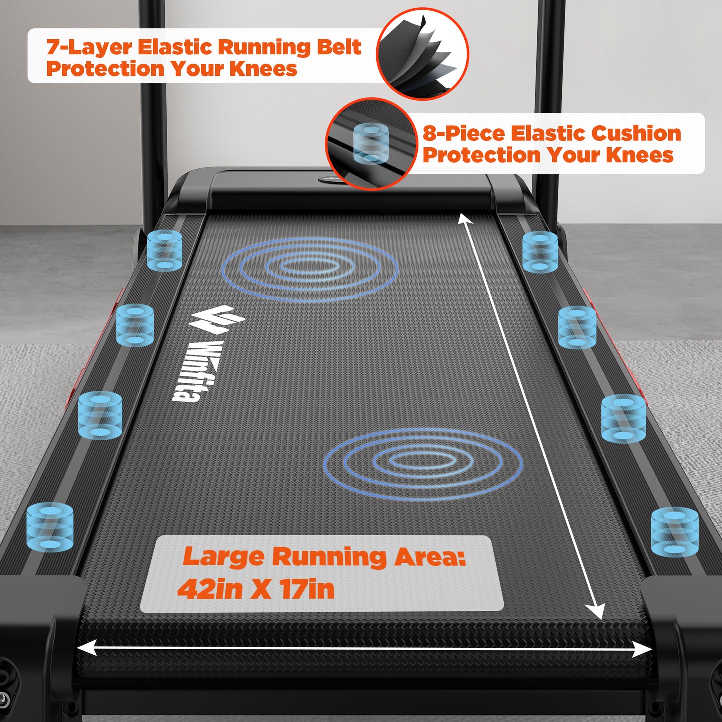 Folding Treadmill, Auto Incline Treadmill for Home Office, 300lbs Capacity, Foldable Treadmills with Shock Absorption System