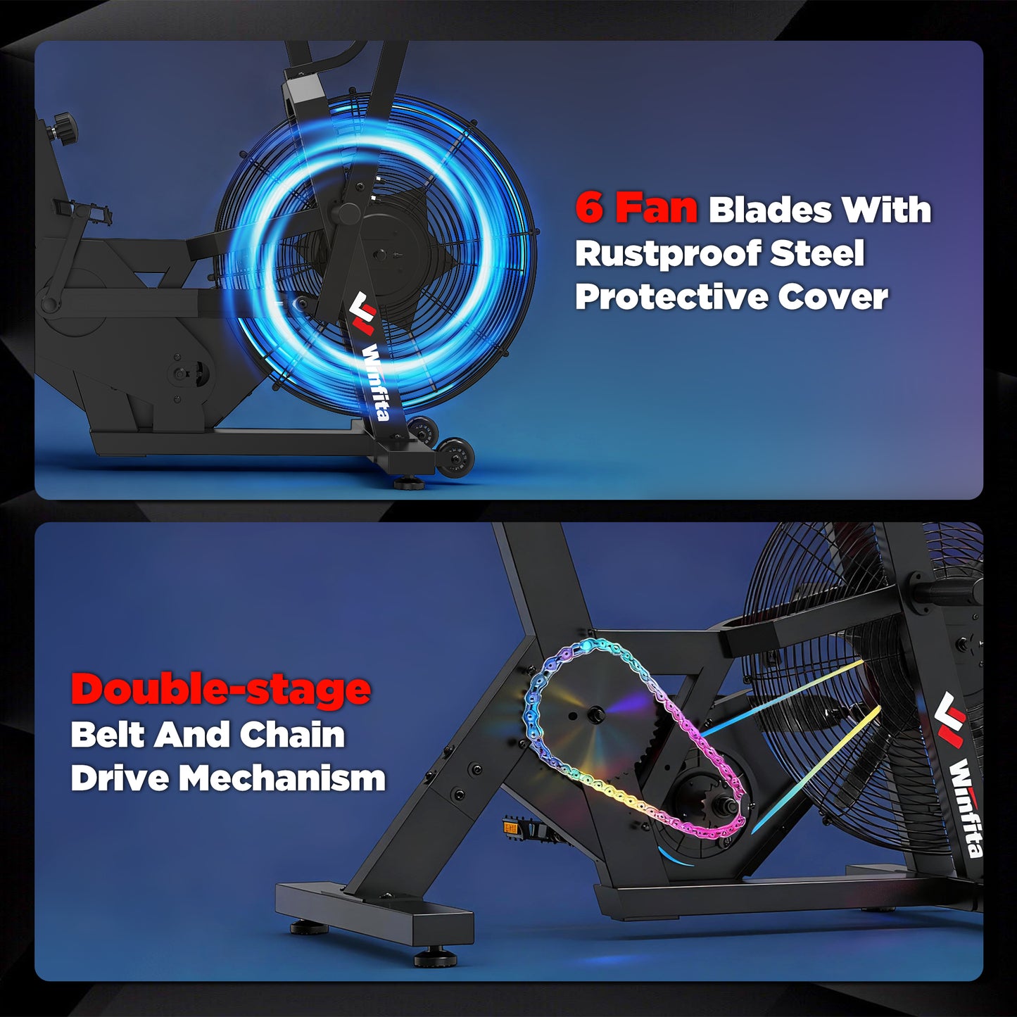 Fan Exercise Bike Upright AirBike Indoor Cycling Stationary Bicycle with Unlimited Air Resistance System, App Compatibility and Tablet Holder for Home Cardio Workout