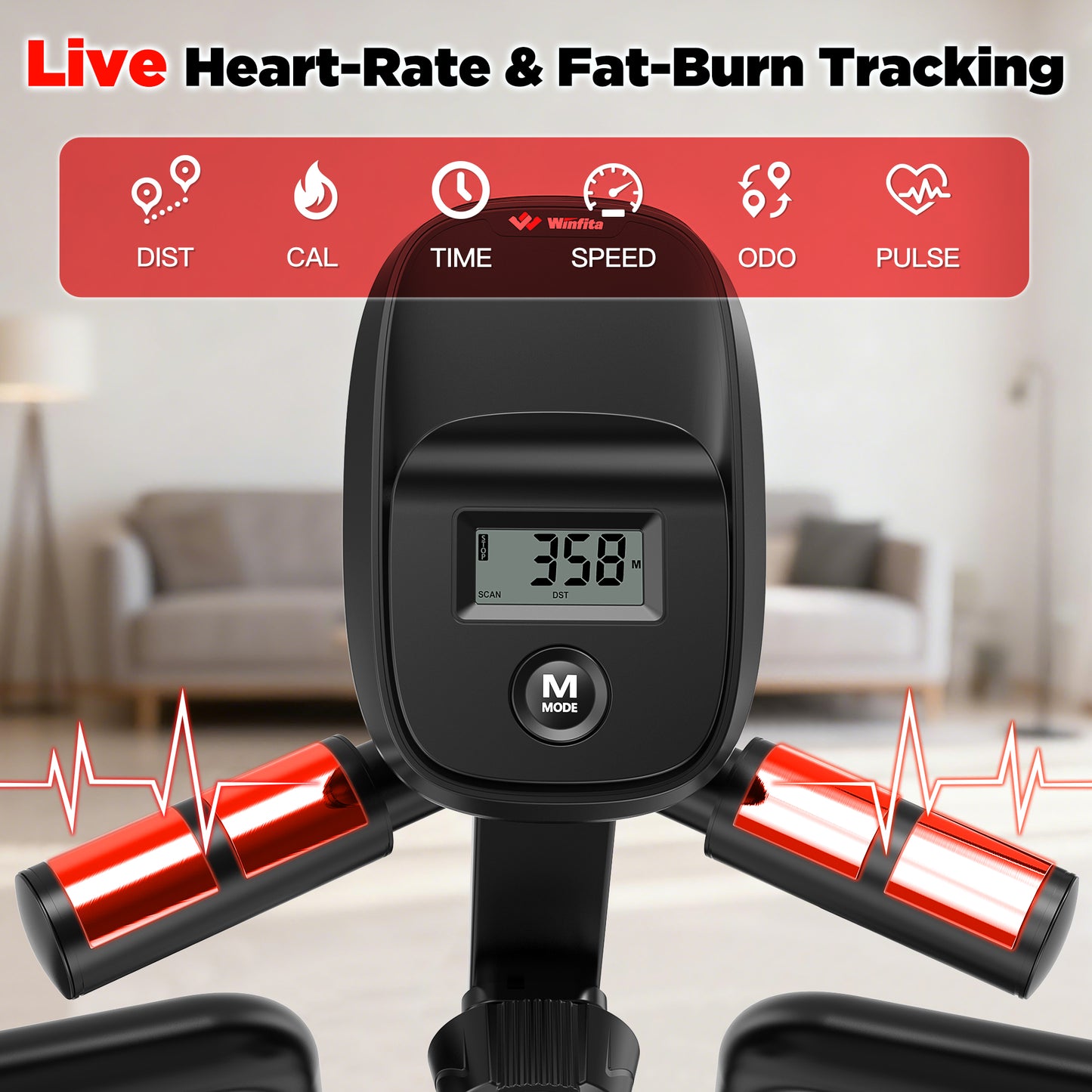 Elliptical Machine, Total Body Fitness Cross Trainer for Home Use, Cardio Training Elliptical Trainers with Hyper-Quiet Electromagnetic Front Driving System, 16IN Stride, 14 Resistance Levels