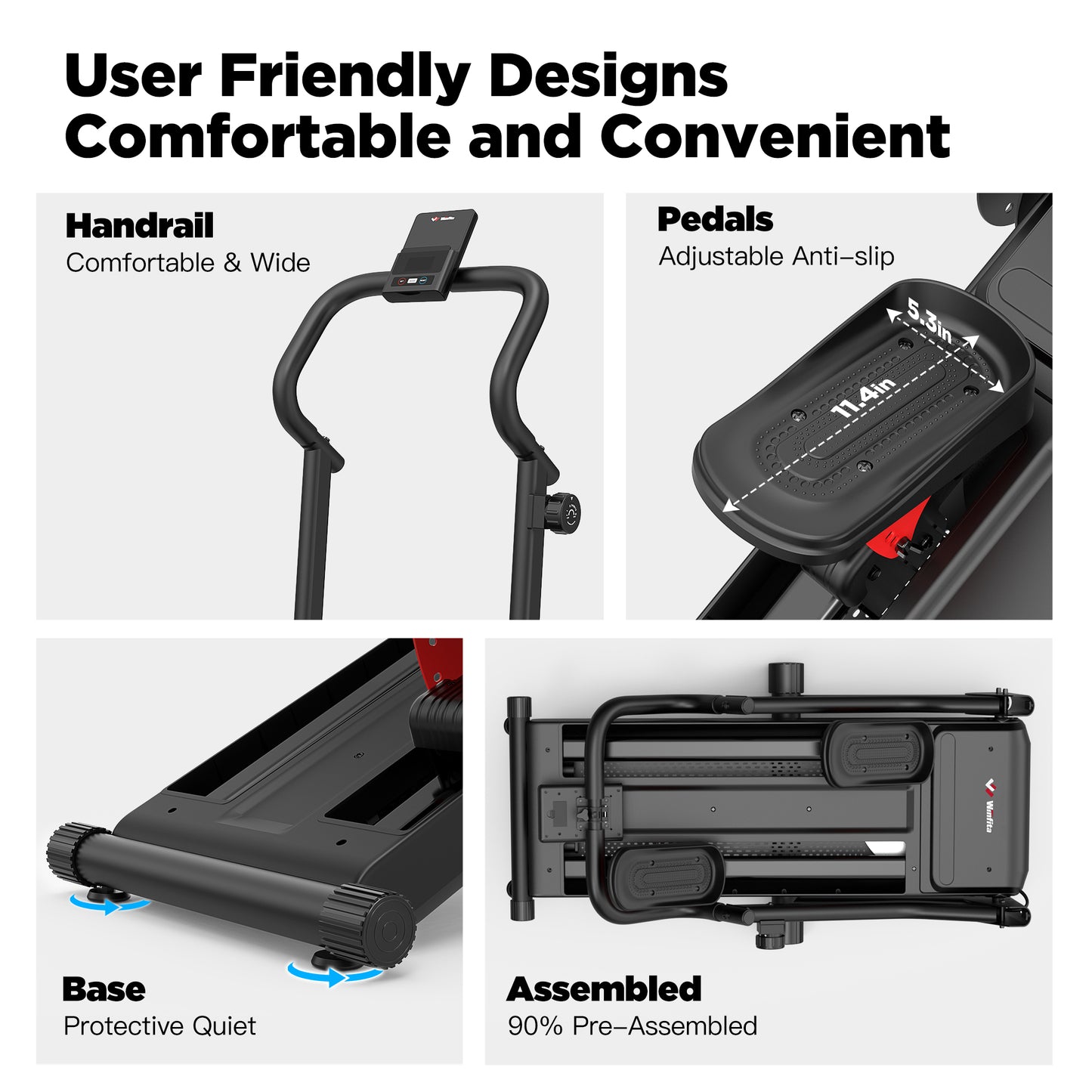 Smart Stepper Machine for Home with Handlebar and Resistance, Total Body Workout, Adjustable, LCD Monitor, Non-Slip Pedals