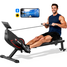 Magnetic Rowing Machine for Home, 32-Level Silent Resistance, 115lbs High Resistance, 350 LB Capacity, Full-Body Workout Compact Rowing Machine for Cardio & Strength with APP Support, Dual Slide Rail