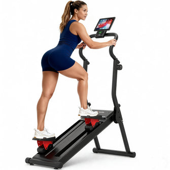 Stepper for Exercise at Home, Stair Step Workout Machine with 8 Levels Resistance, 19"Extended Step Height, 4.5"LED Display, Device Holder, Quiet Magnetic System, Folds Flat In 3 Steps, Longer Pedal
