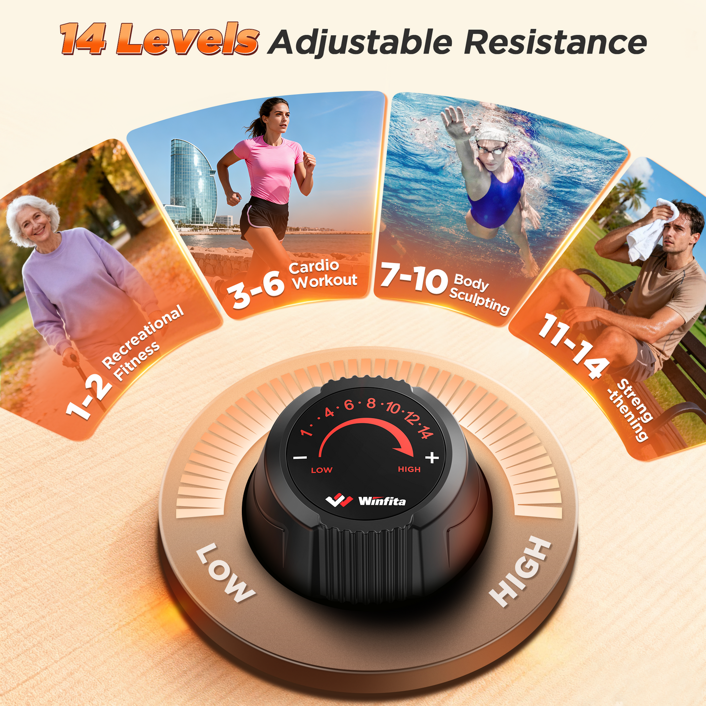 Elliptical Exercise Machine for Home with Hyper-Quiet Magnetic Driving System, Elliptical Trainer with 15.5IN Stride, 14 Resistance Levels, 300LBS Loading Capacity