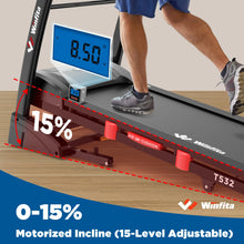 Winfita 4.5HP Foldable Treadmill with 15% Auto Incline for Home, 10 MPH Speed, 300 LB Capacity, 50"x18" Belt, App & Bluetooth Speakers, USB Charging, Tablet Holder, Pause Function, 64 Preset Programs