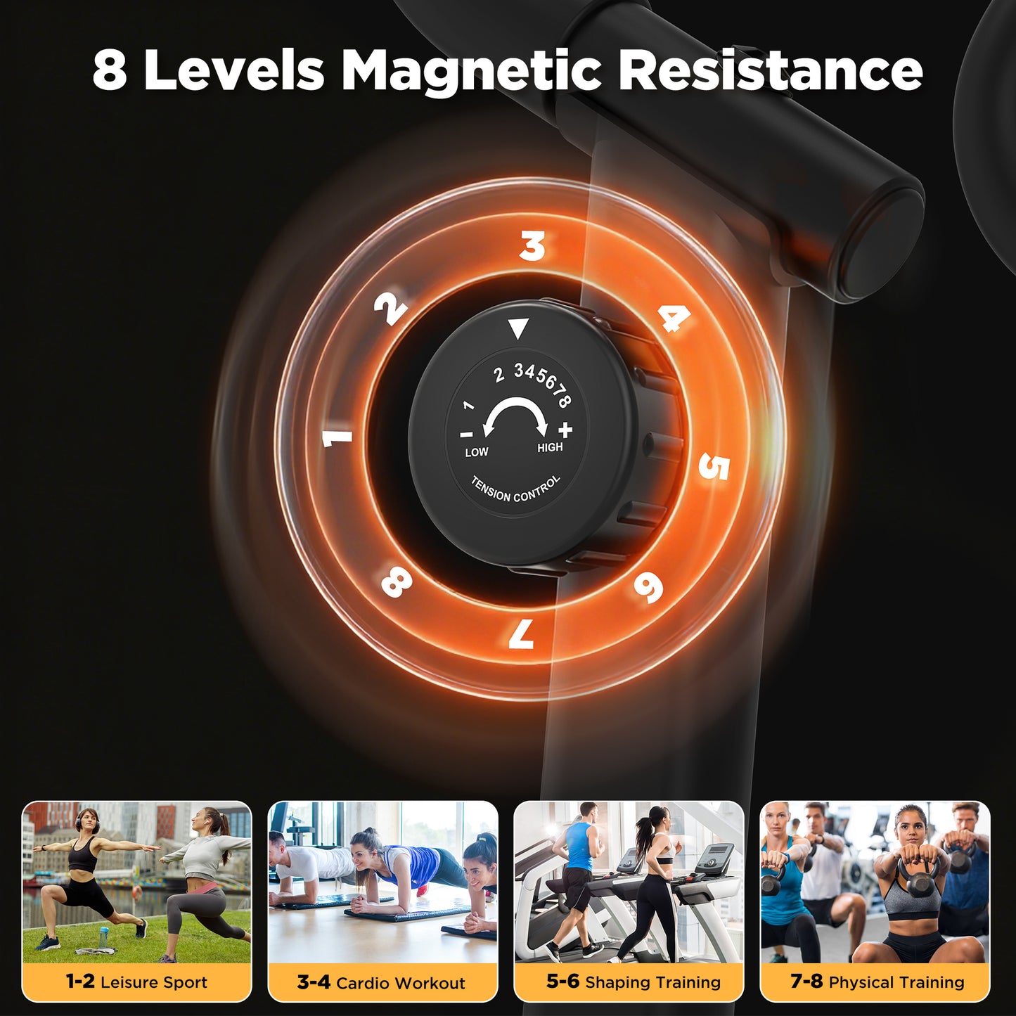 8 Levels Magnetic Stair Stepper for Home, Vertical Climber Adjustable Resistance Up to 77lbs, Folding Compact Cardio Stair Master, 350lbs Loading Capacity, LCD Monitor, 6+2 Powerful Magnetic System