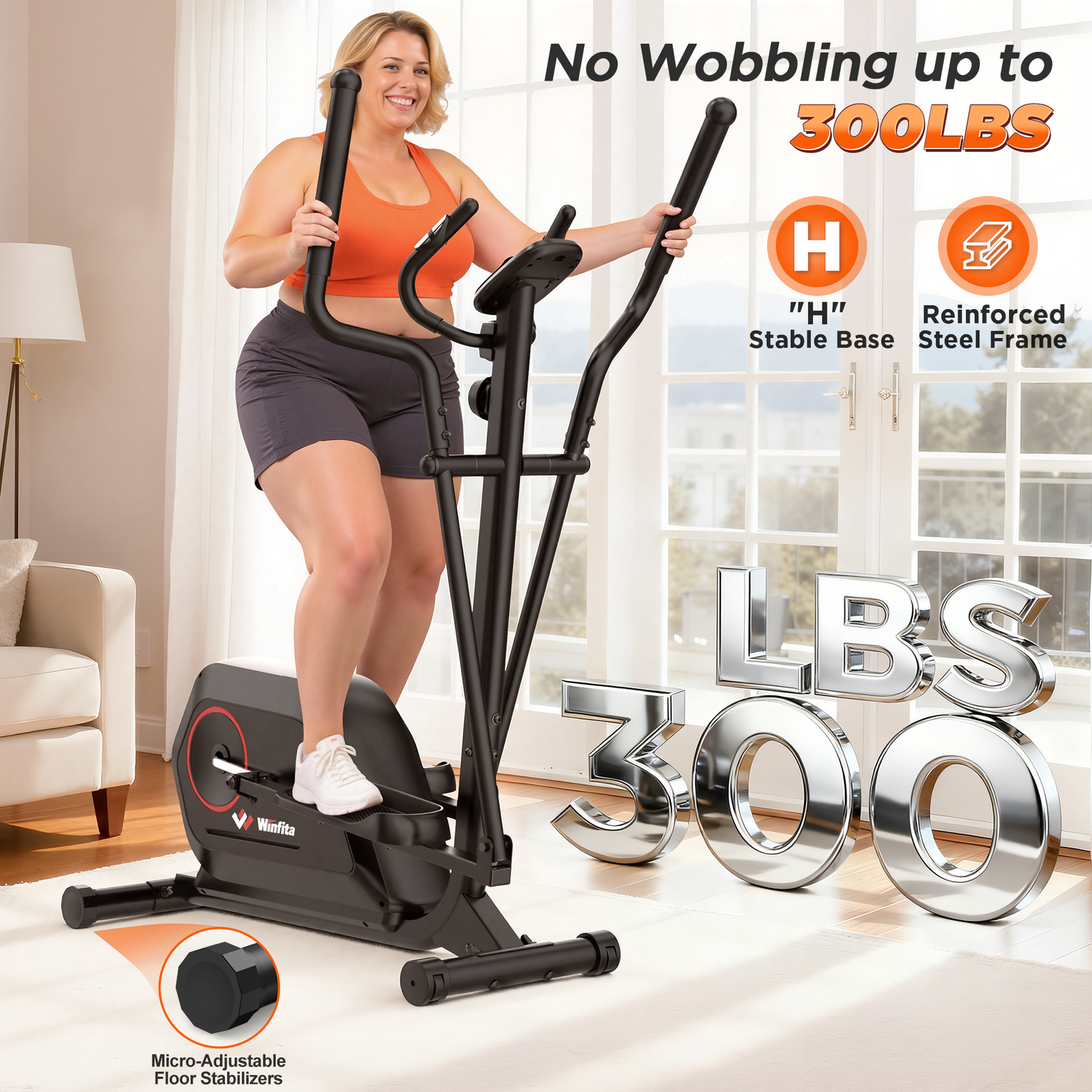 Elliptical Exercise Machine, 14 Levels Magnetic Drive, Quiet Home Cardio Fitness Equipment with 15.5" Stride, LCD Monitor, 16 lbs Flywheel, Pulse Sensor, Device Holder