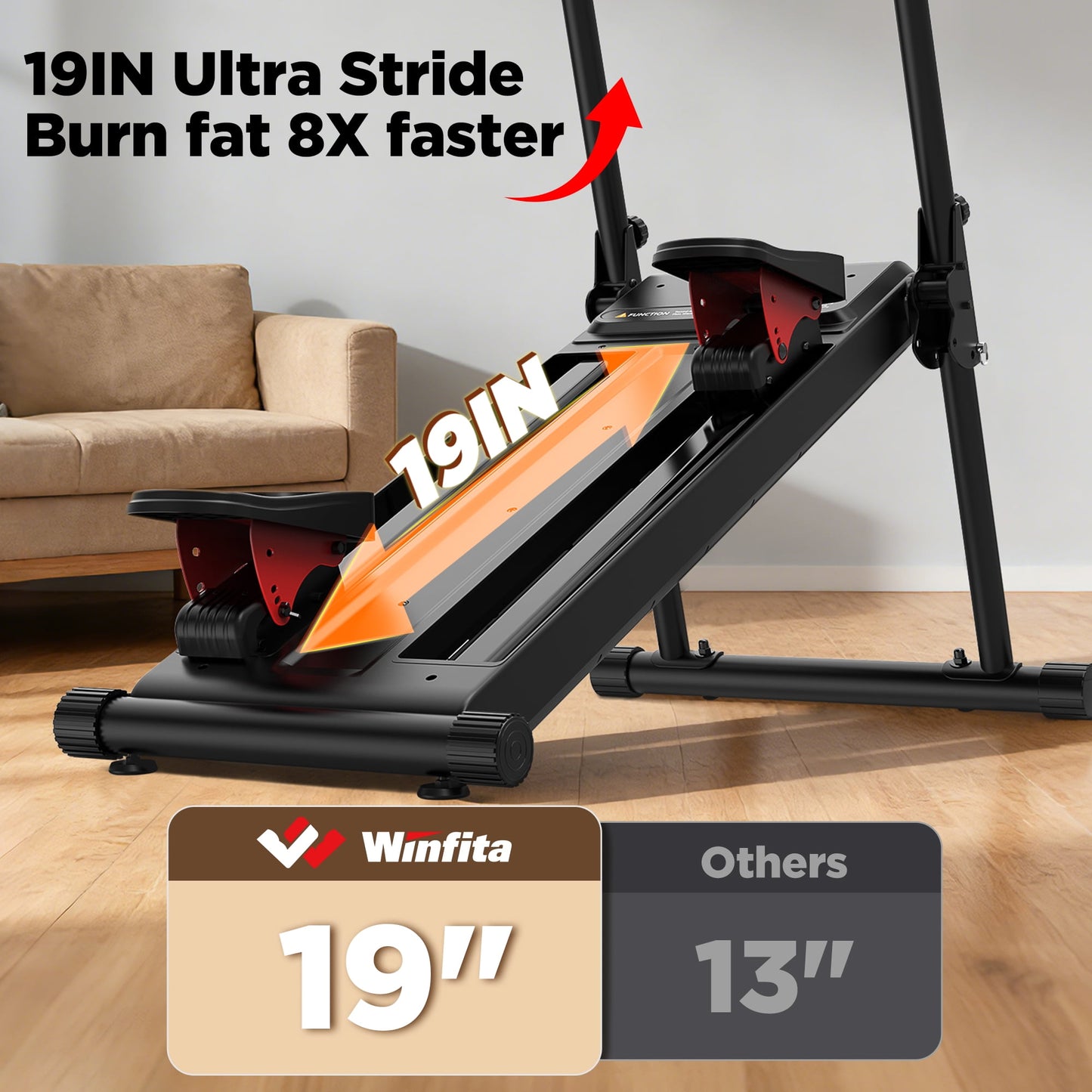 Magnetic Stair Stepper Machine with Level-Free Resistance Control, Cardio Climber for Home Gym, Compact Vertical Stepping with 8-Type Data Display, Tablet Holder, 2 Incline Levels, Transport Wheels