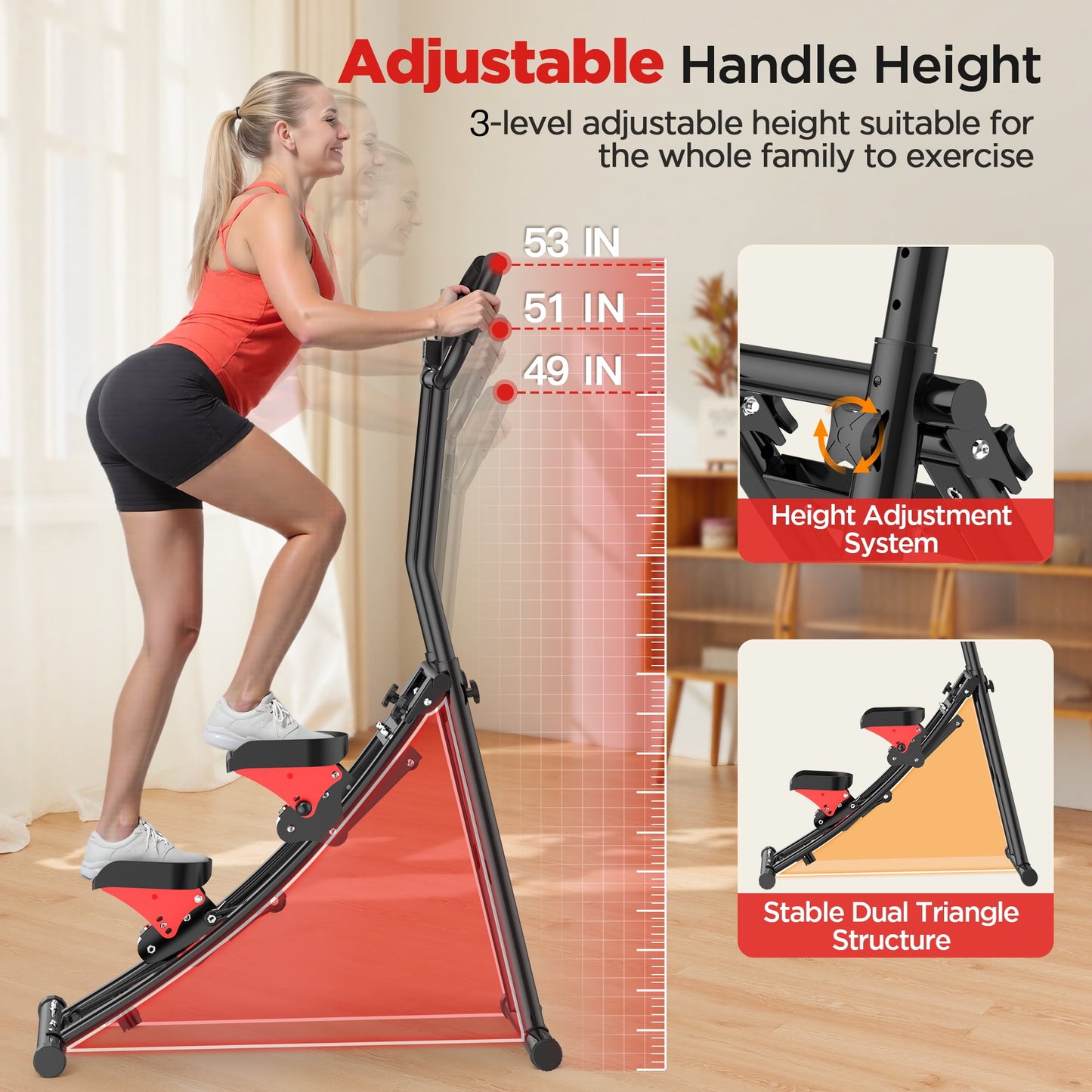 Winfita Stair Stepper Machine for Home Gym Exercise, Vertical Climber for Full-Body Workout, Compact Folding Cardio Exercise Climber with Extended Step Range, Adjustable Handlebar & Pedal