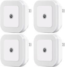 SYCEES 4 Pack Dimmable LED Night Light with Dusk-to-Dawn Sensor for Nursery, Kids Room, Bedroom, Hallway, Stairs, Bathroom, Kitchen, Daylight White