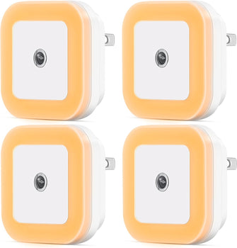 SYCEES 4 Pack Plug in Dimmable Led Night Light with Auto Dusk to Dawn Sensor, Soft Warm White Nightlights for Hallway,Bedroom, Kids Room, Kitchen, Stairway