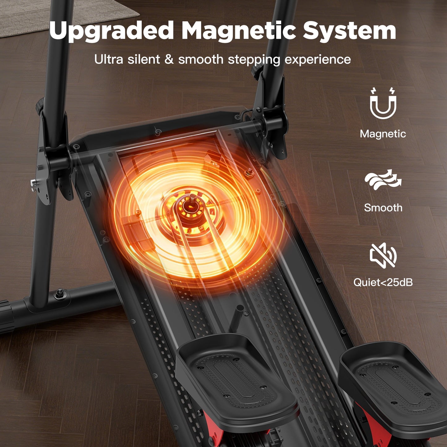 Magnetic Stair Stepper Machine with Level-Free Resistance Control, Cardio Climber for Home Gym, Compact Vertical Stepping with 8-Type Data Display, Tablet Holder, 2 Incline Levels, Transport Wheels