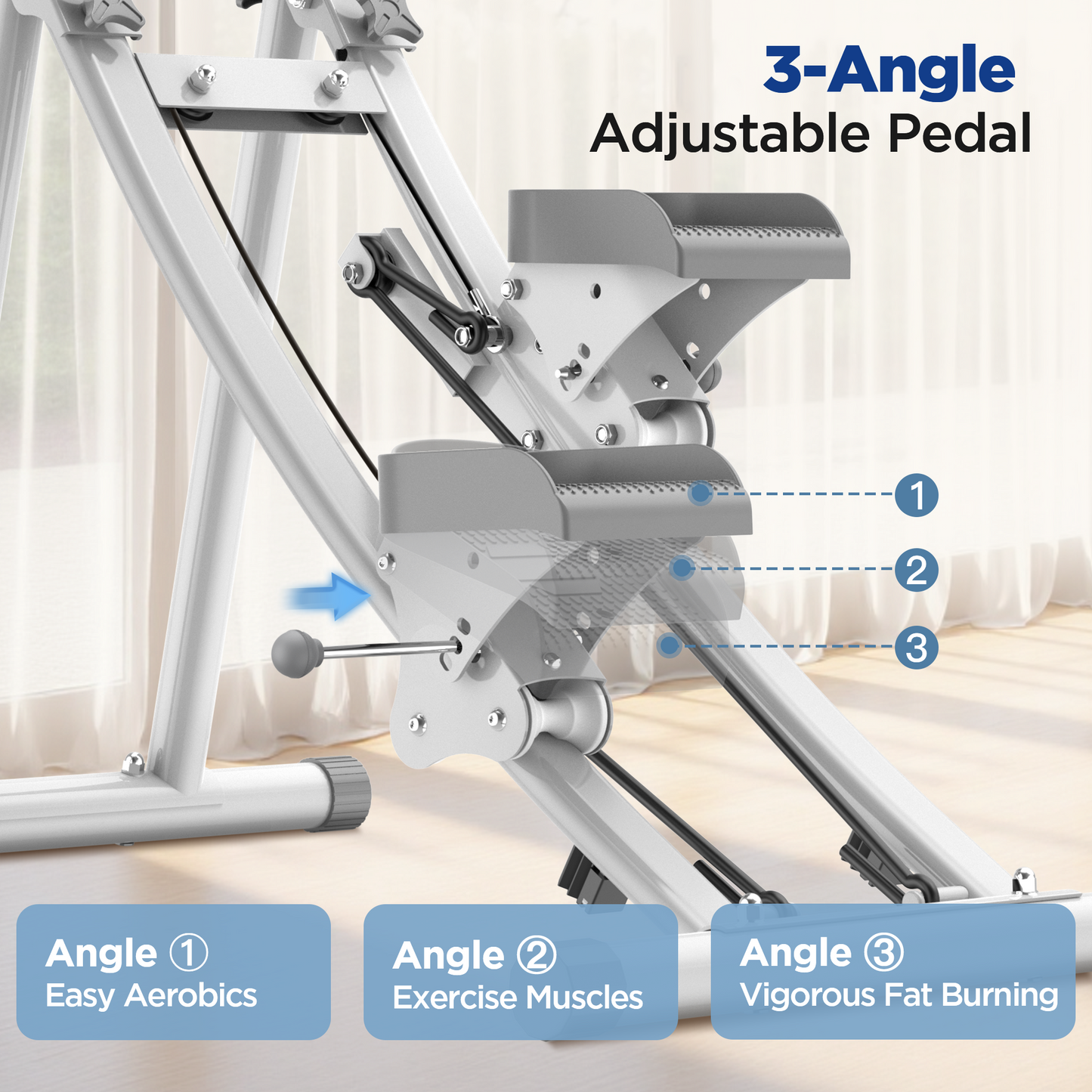 Stair Stepper Folding Vertical Aerobics Appliances Exercise Climber for at-Home Workouts Total Body Exerciser with Handle 300LBS Load with Pedal/Stand/Led Display, Step Angle Adjustable