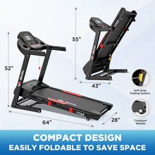 Treadmill 300 lb Capacity, 4 HP Automatic Incline Treadmill with APP & Bluetooth Audio Speakers, Electric Folding Treadmills for Home Office Gym, Indoor Walking Running Exercise Machine