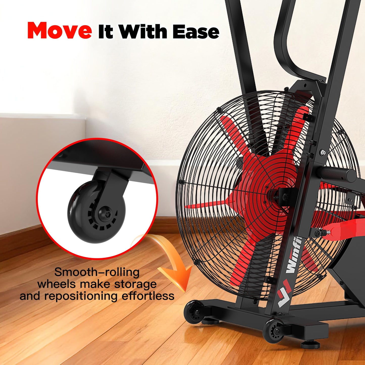 Air-Resistance Exercise Bike, Cycling Exercise Machine with Dual Action Handlebars, Real-Time Monitor and Adjustable Seat for Leg/Arm/Full Body Workout, Fan Bike for Home Training